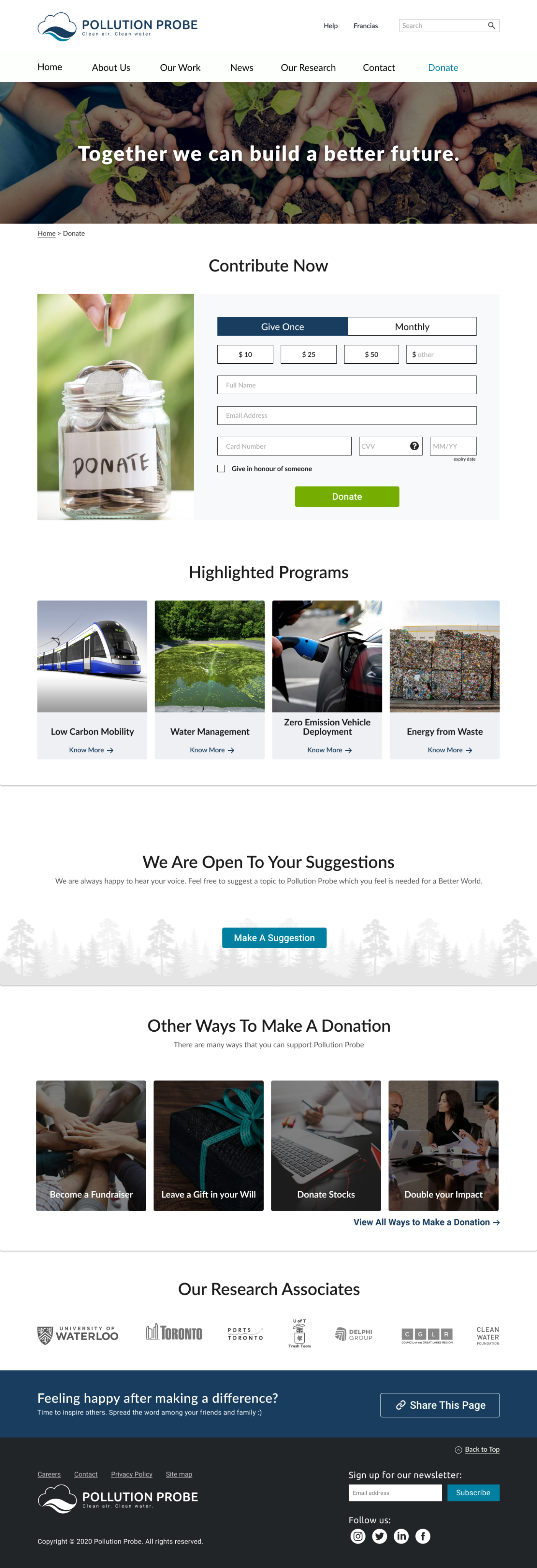 Hi-fi donation page wireframe